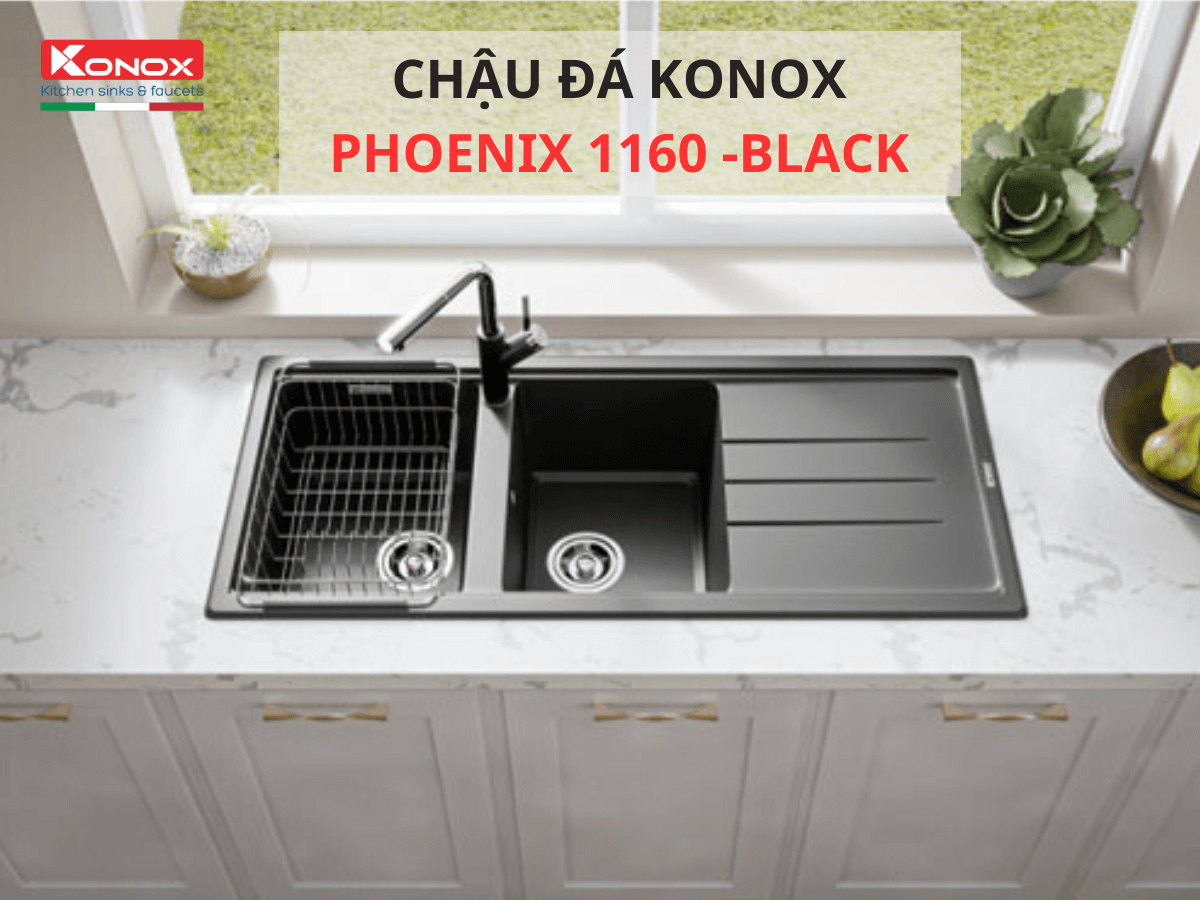 Chậu đá Konox Phoenix 1160 - Black