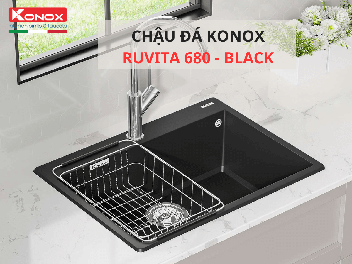 Chậu đá Konox Ruvita 680 - Black
