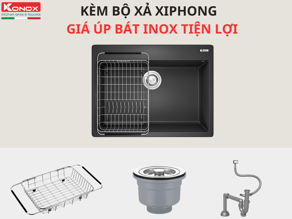 Chậu đá Konox Ruvita 680 - Black