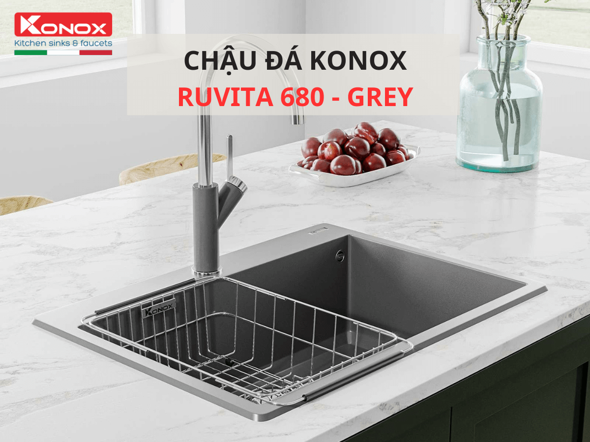 Chậu đá Konox Ruvita 680 - Grey