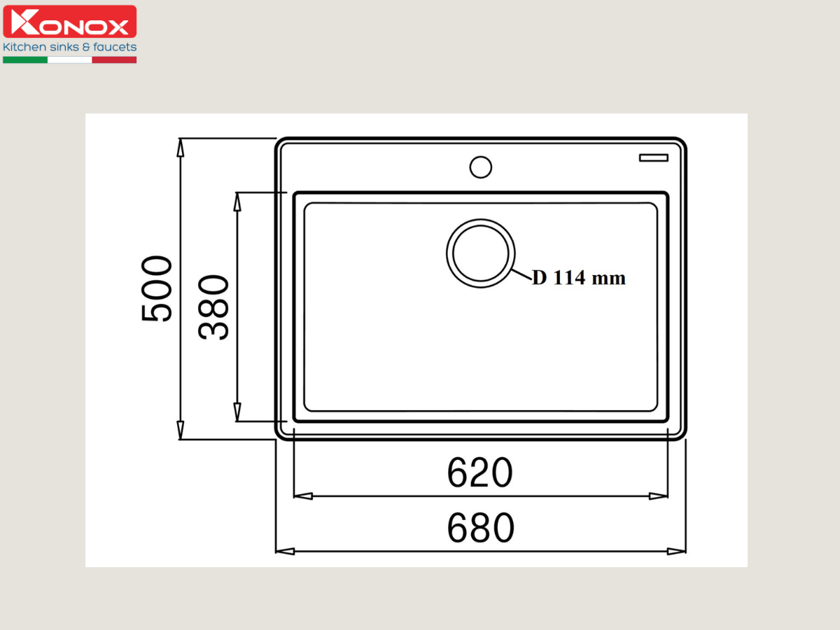 Chậu đá Konox Ruvita 680 - Grey
