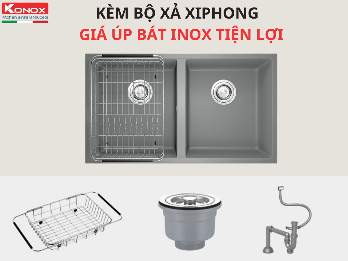 Chậu đá Konox Veloci 760D - Grey