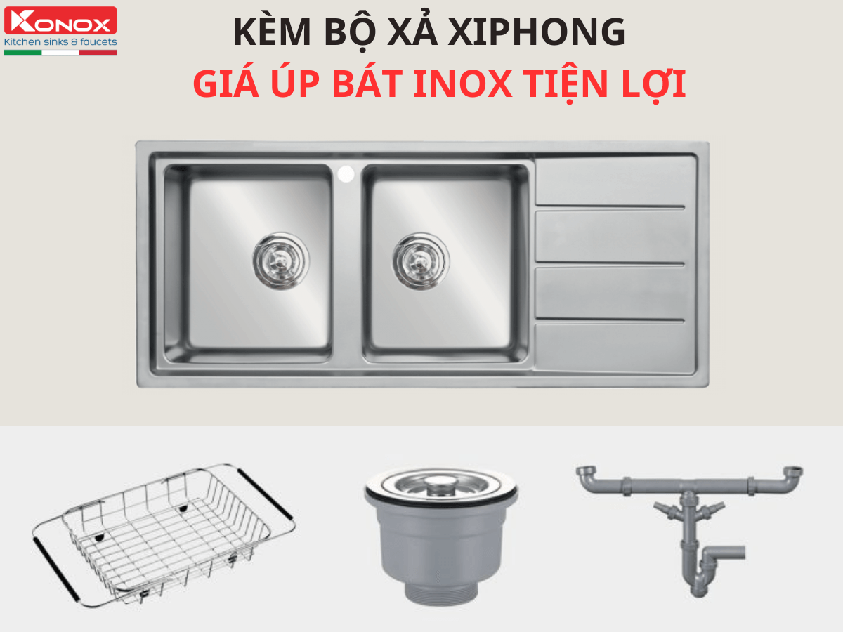 Chậu inox Konox Beta 1160 - Bàn phải