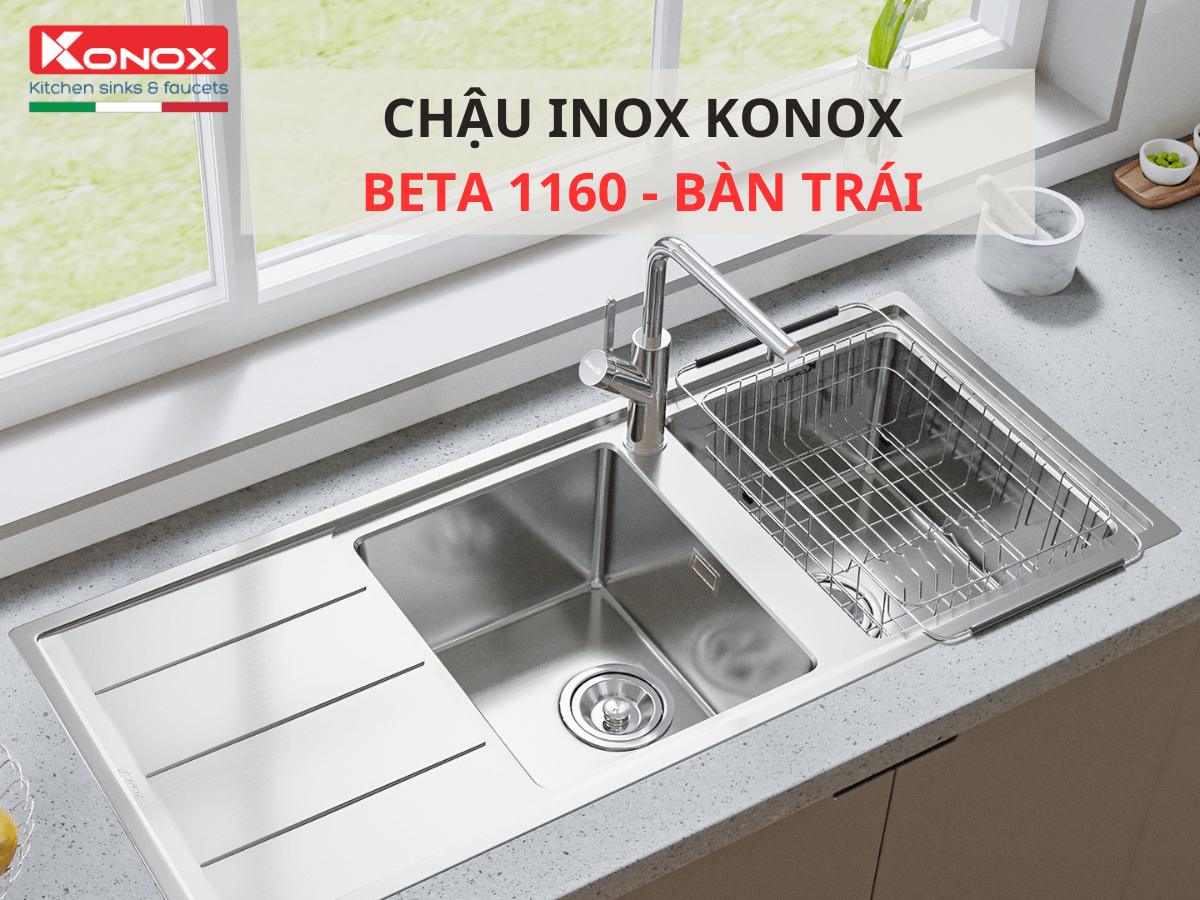 Chậu inox Konox Beta 1160 - Bàn trái