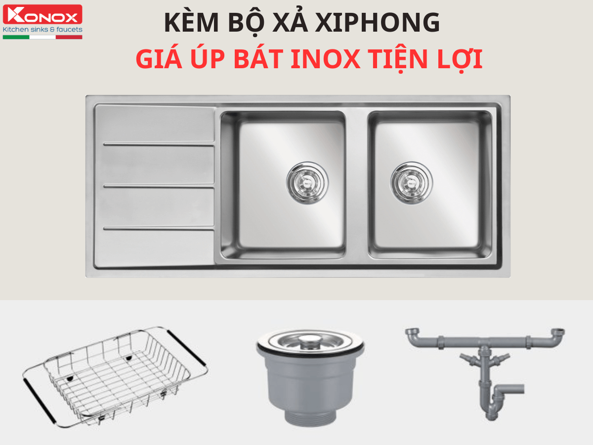 Chậu inox Konox Beta 1160 - Bàn trái