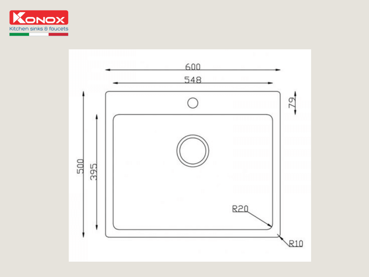 Chậu inox Konox Neron 600