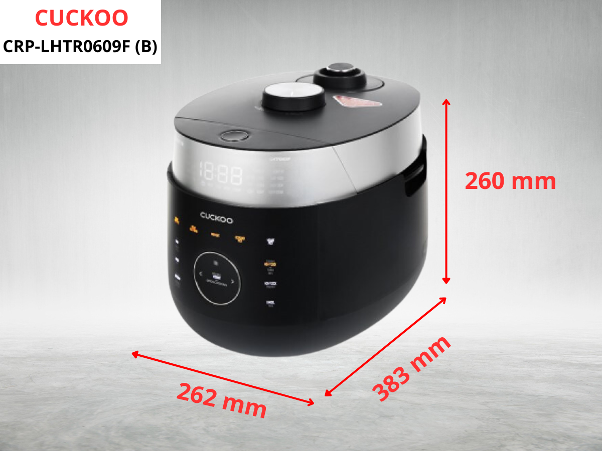 Kích thước nồi cơm điện cao tần Cuckoo CRP-LHTR0609F