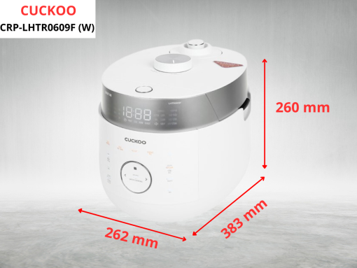 Kích thước nồi cơm điện cao tần Cuckoo CRP-LHTR0609F