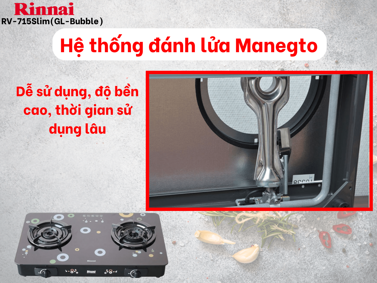 Bếp gas Rinnai RV-715Slim(GL-Bubble)