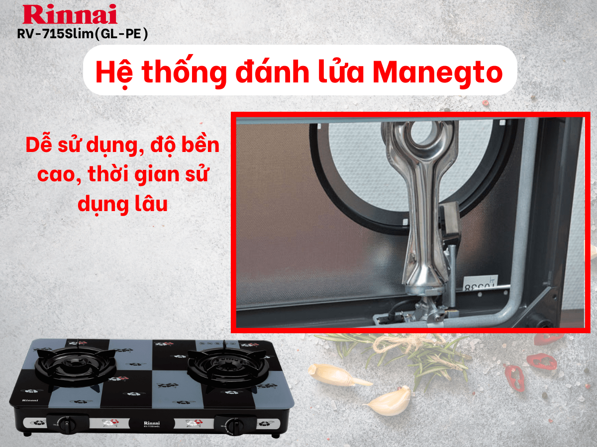 Bếp gas Rinnai RV-715Slim(GL-PE)
