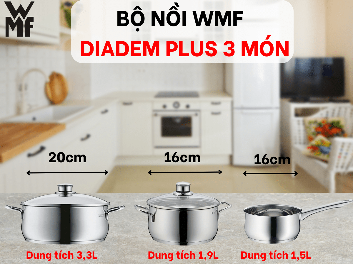 Bộ nồi WMF Diadem Plus 3 món