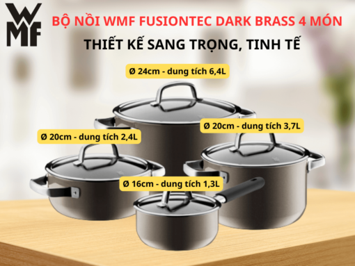 Bộ nồi WMF Fusiontec Dark Brass 4 món