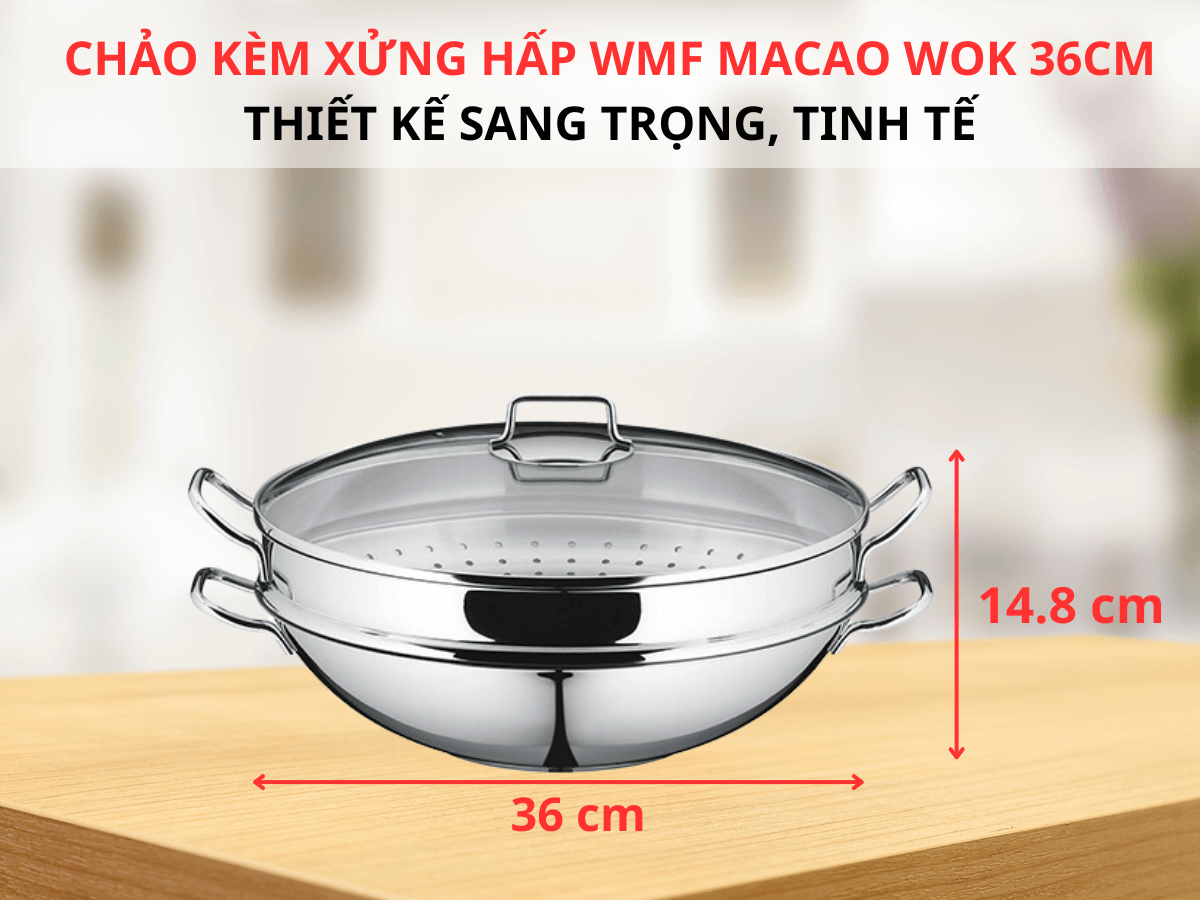 Chảo kèm xửng hấp WMF Macao Wok 36cm