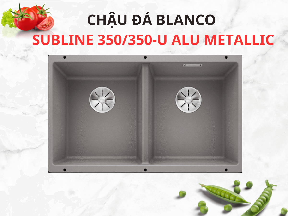 Chậu đá Blanco Subline 350/350-U Alu Metallic