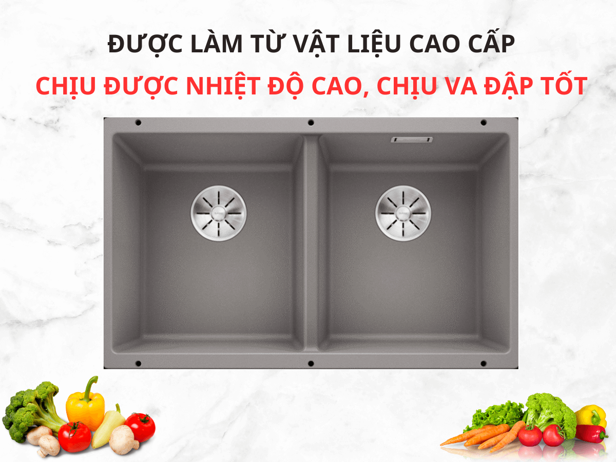 Chậu đá Blanco Subline 350/350-U Alu Metallic