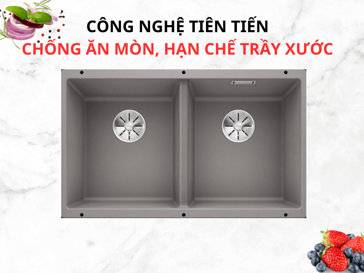 Chậu đá Blanco Subline 350/350-U Alu Metallic