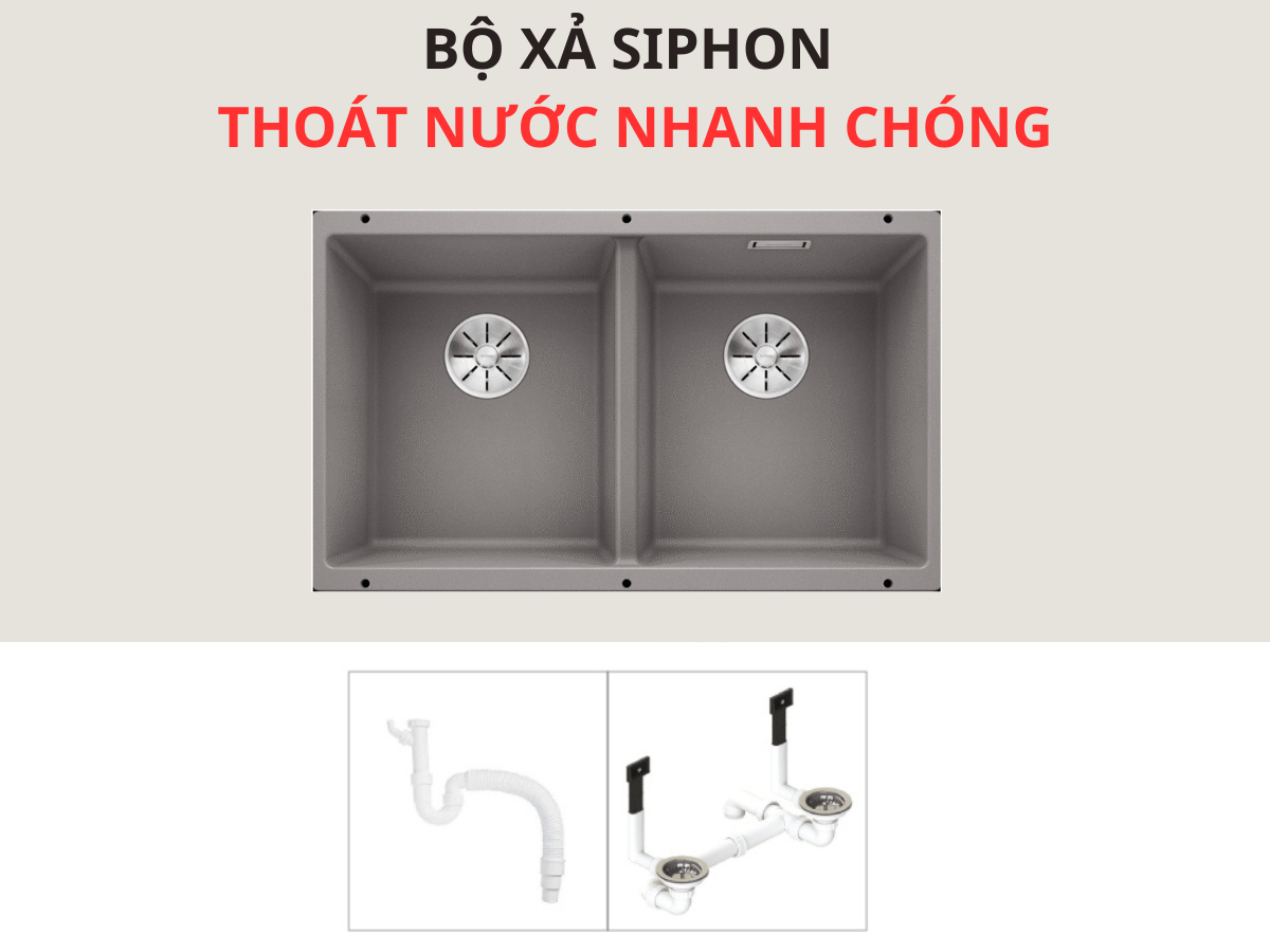 Chậu đá Blanco Subline 350/350-U Alu Metallic