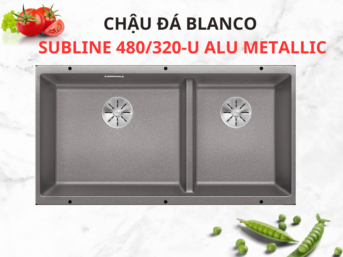 Chậu đá Blanco Subline 480/320-U Alu Metallic
