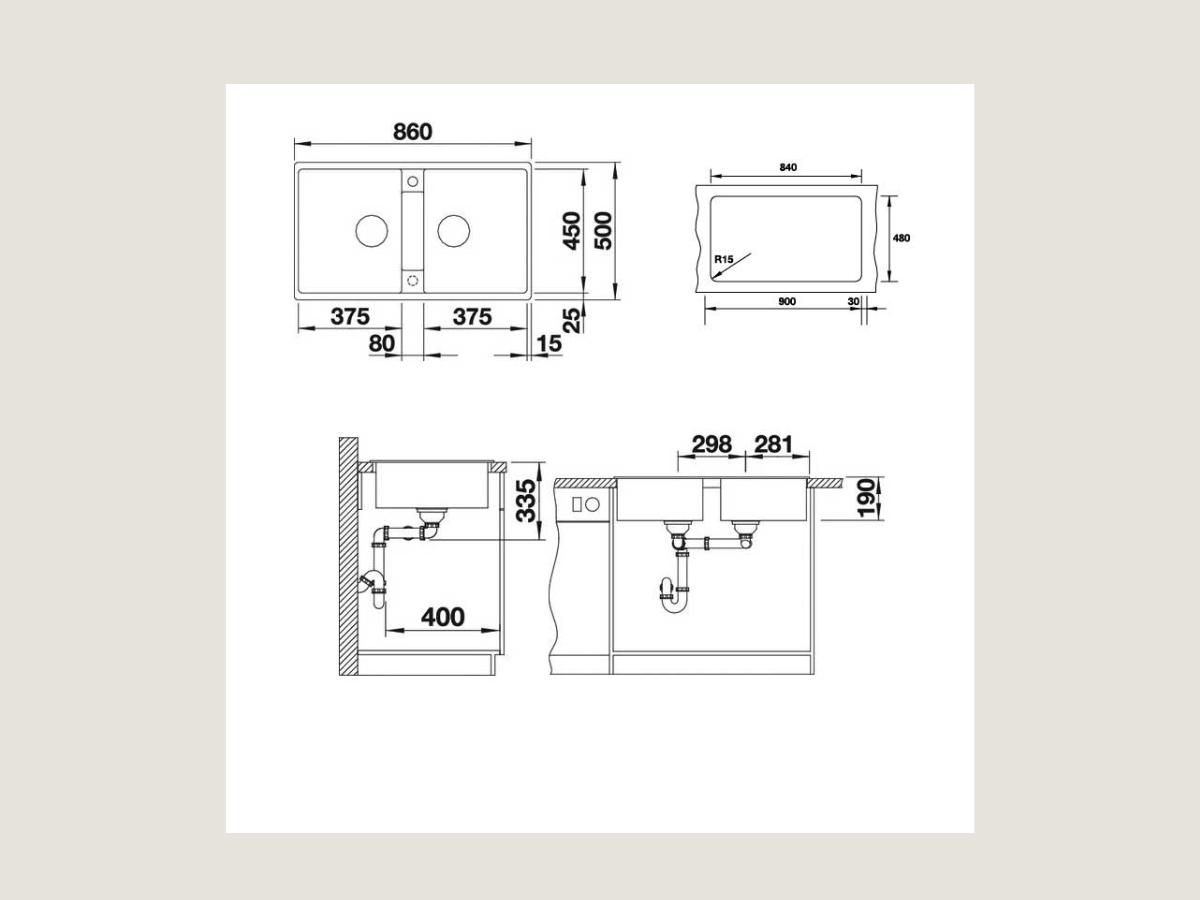 Chậu đá Blanco Subline 480/320-U Anthracite