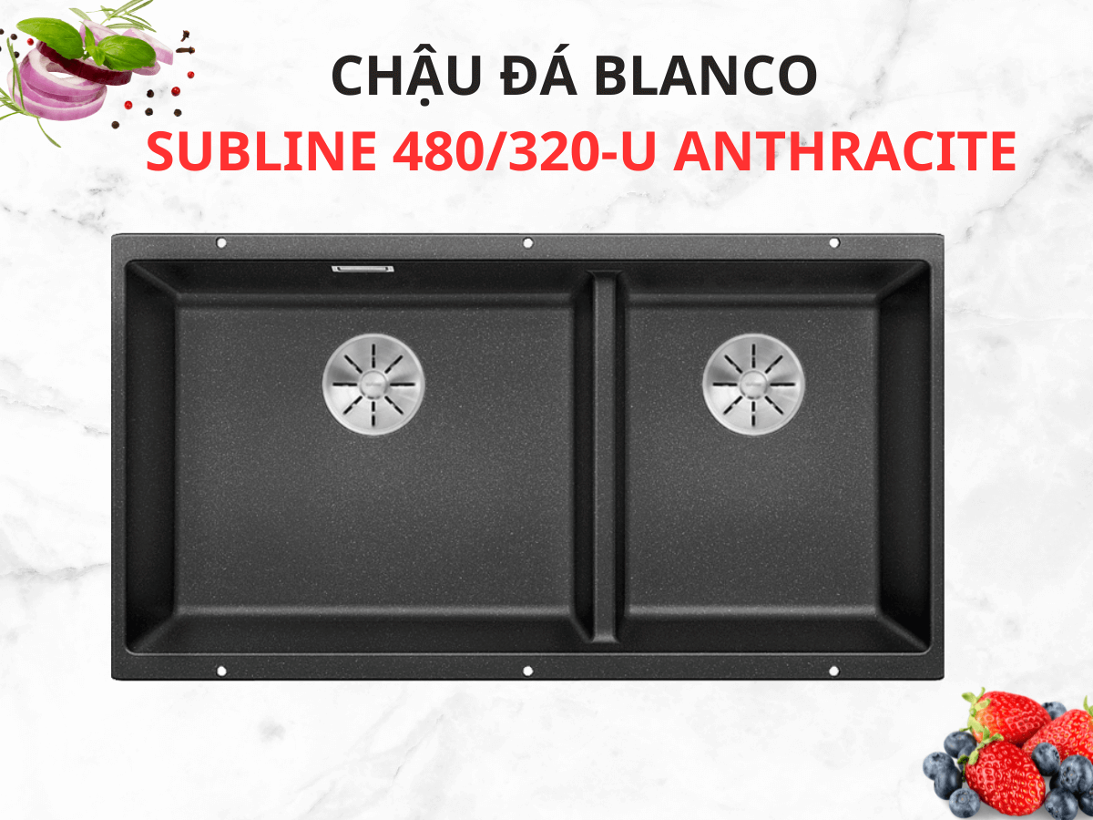 Chậu đá Blanco Subline 480/320-U Anthracite