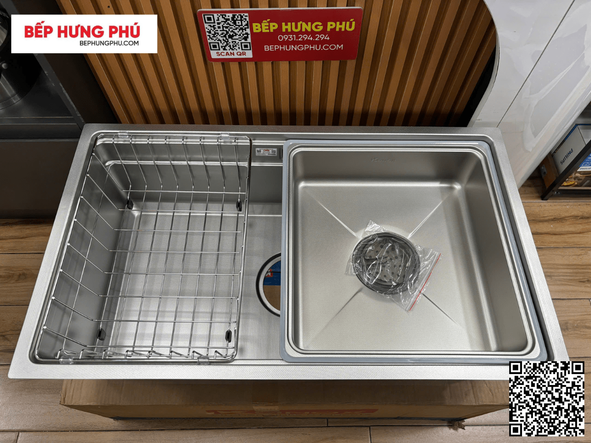 Chậu rửa bát Konox KN7644SU Dekor, có nhiều phụ kiện đi kèm