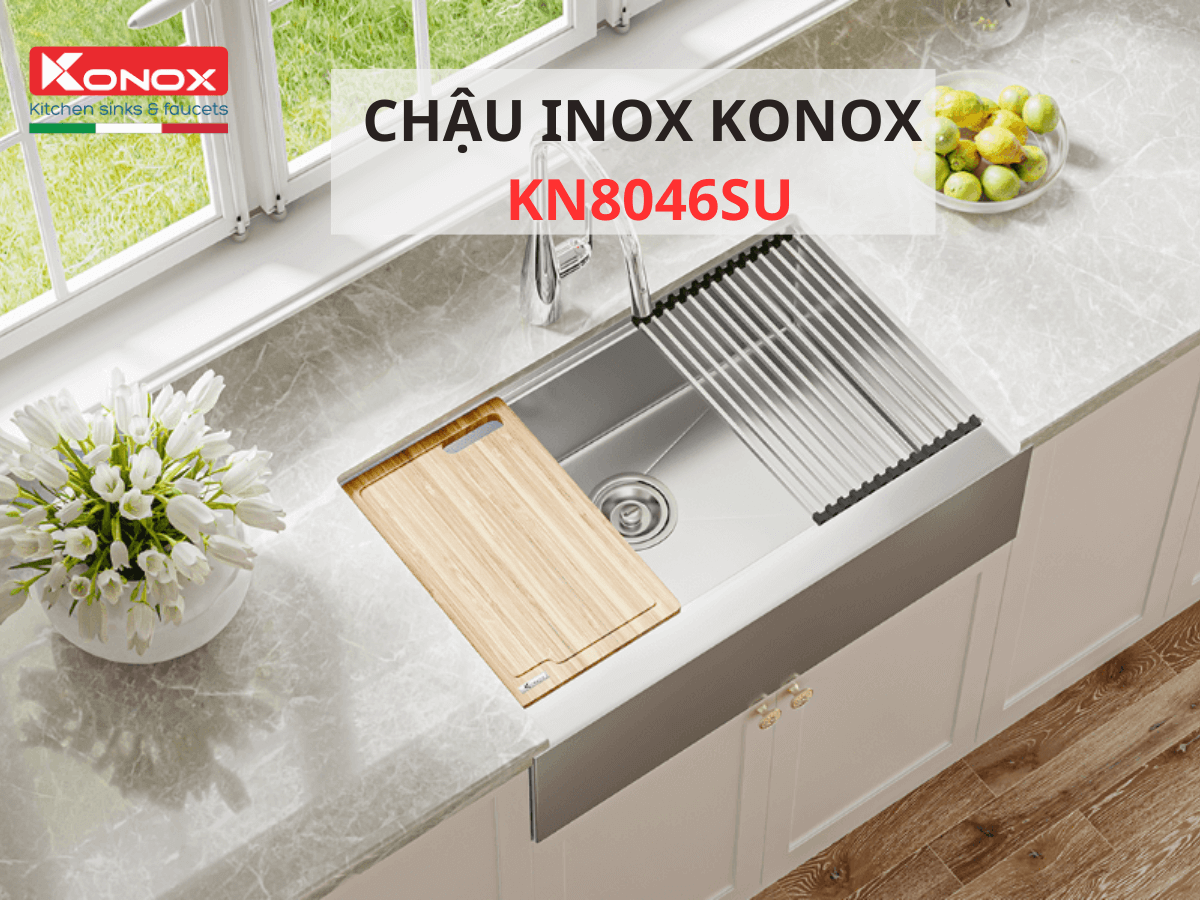 Chậu inox Konox KN8046SU thiết kế sang trọng, tinh tế