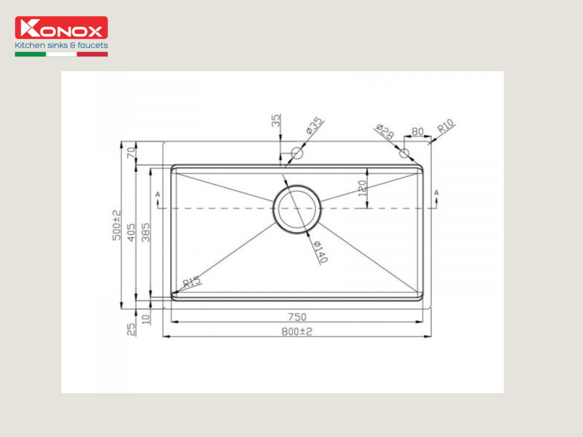 Chậu inox Konox KN8050TS