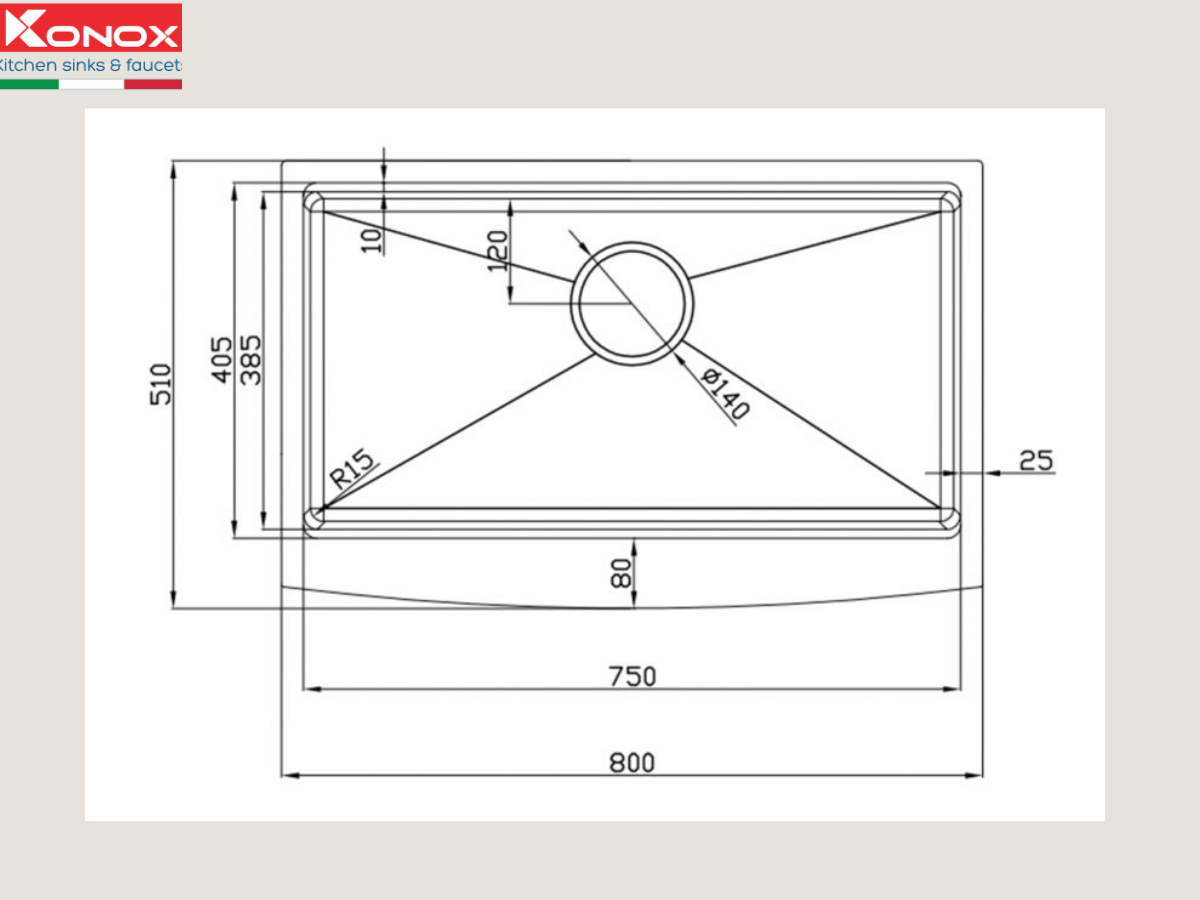Chậu inox Konox KN8051AS Curve