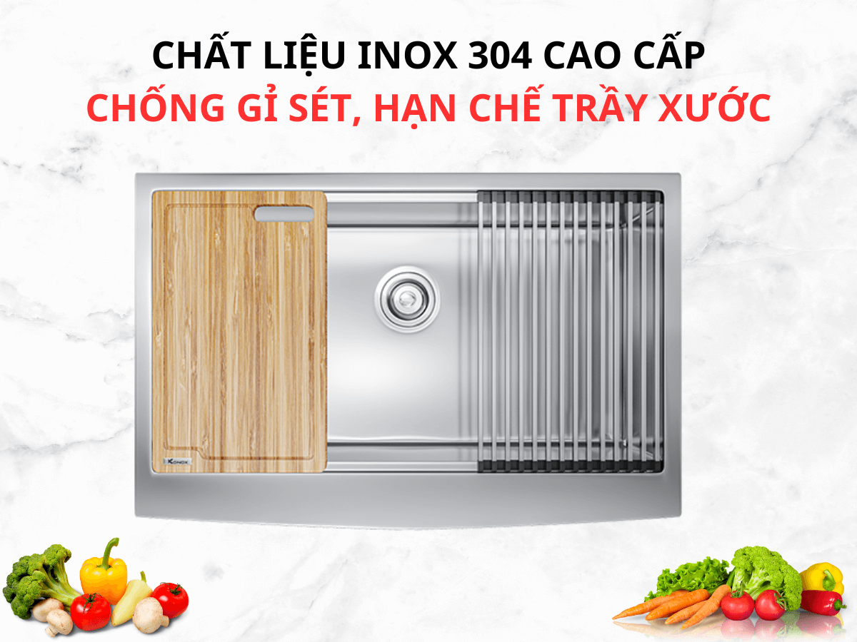 Chậu inox Konox KN8051AS Curve