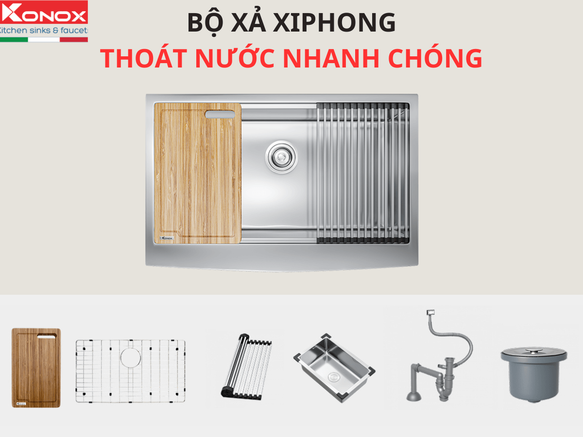 Chậu inox Konox KN8051AS Curve