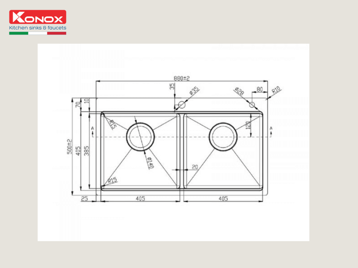 Chậu inox Konox KN8250TD