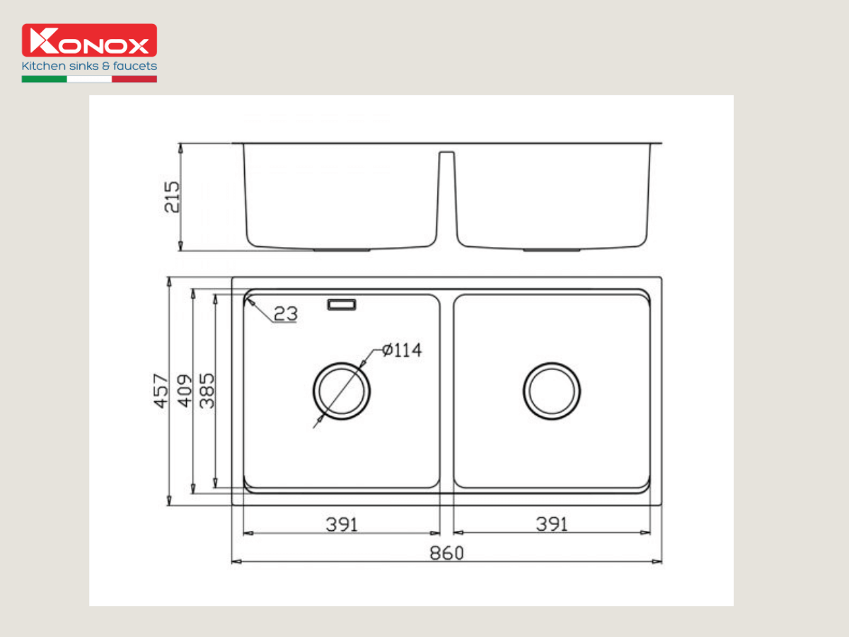 Chậu inox Konox KN8646DU Dekor