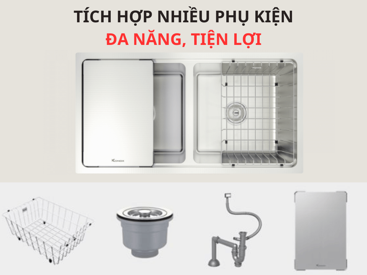 Chậu inox Konox KN8646DU Dekor
