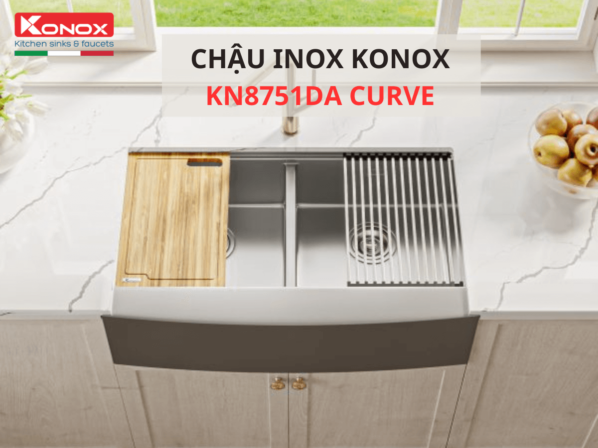 Chậu inox Konox KN8751DA Curve