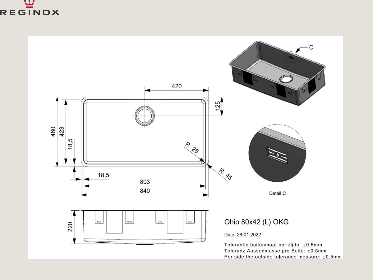 Chậu inox Reginox Ohio 80 R15766