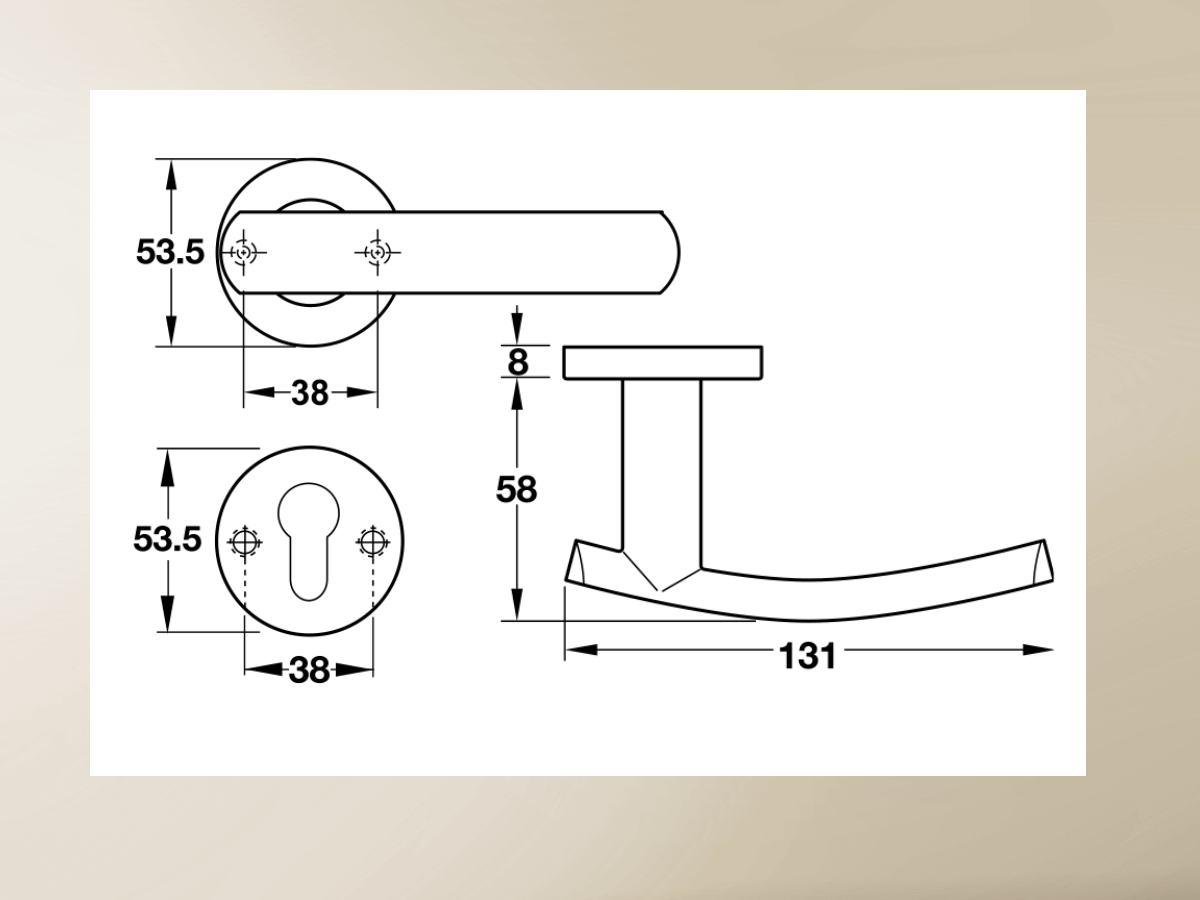 Tổng quan kích thước tay nắm gạt Hafele 903.99.986