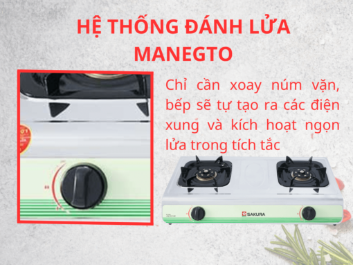 bếp gas sakura sa-520as-11 Hệ thống đánh lửa magneto bền bỉ
