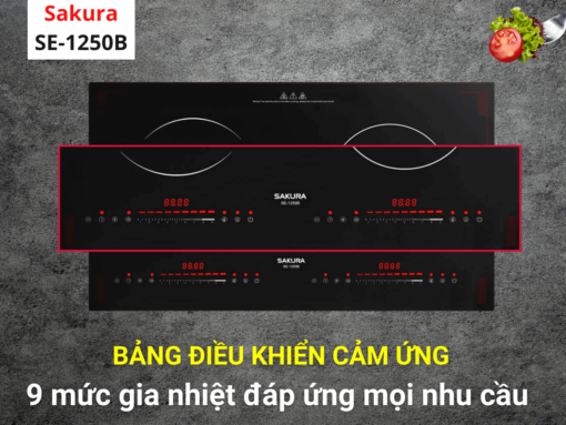 Điều khiển cảm ứng trượt slide, màn hình LED với 9 mức gia nhiệt đáp ứng mọi nhu cầu