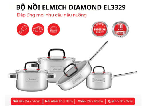 Bộ nồi Elmich Diamond EL3329