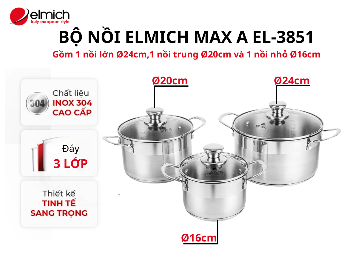 Bộ nồi Elmich Max A EL-3851