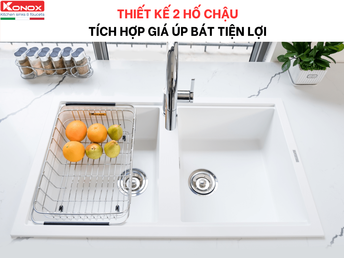 chậu đá konox phoenix smart 860 - white silver