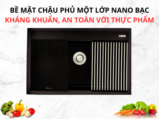 chậu đá konox terra 790s - black (3) Chậu đá Konox Terra 790S - Black