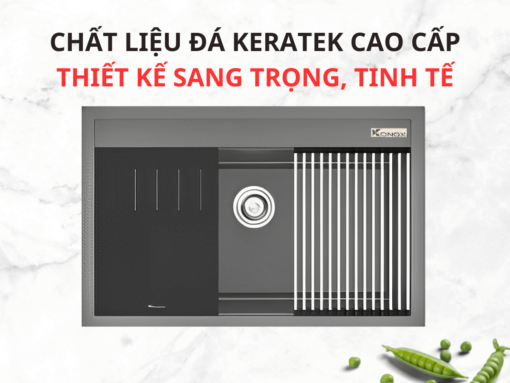 chậu đá konox terra 790s - grey (3) Chậu đá Konox Terra 790S - Grey