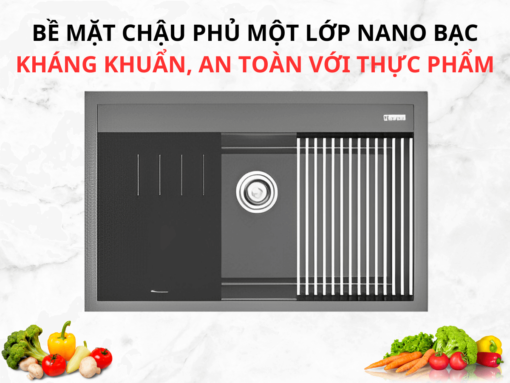 chậu đá konox terra 790s - grey (4) Chậu đá Konox Terra 790S - Grey