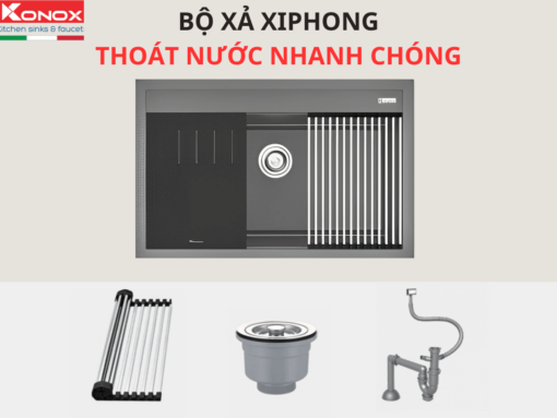 chậu đá konox terra 790s - grey (6) Chậu đá Konox Terra 790S - Grey