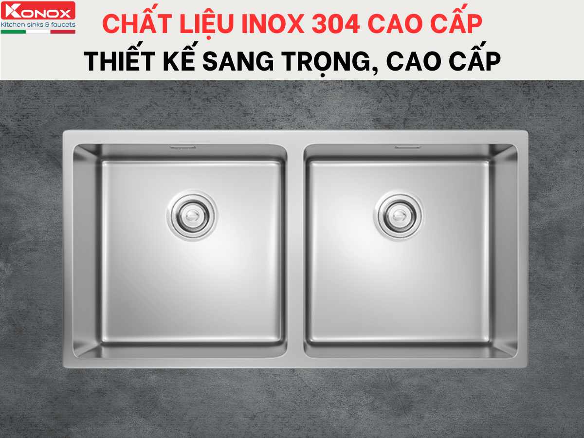 Chậu inox Konox Cube 8744DU