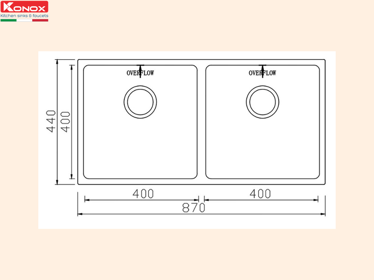 Chậu inox Konox Cube 8744DU