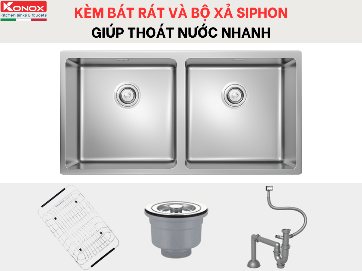 Chậu inox Konox Cube 8744DU