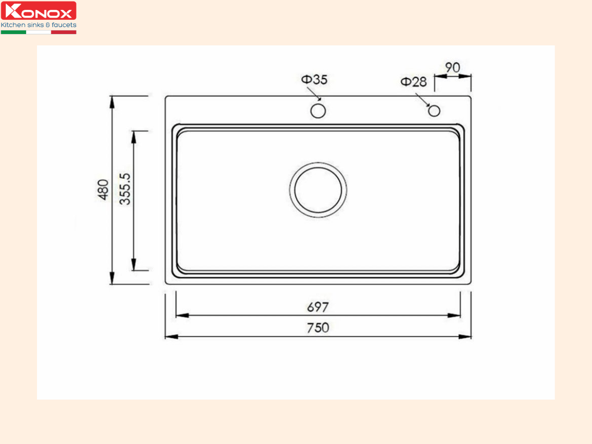 Chậu inox Konox KN7548SO