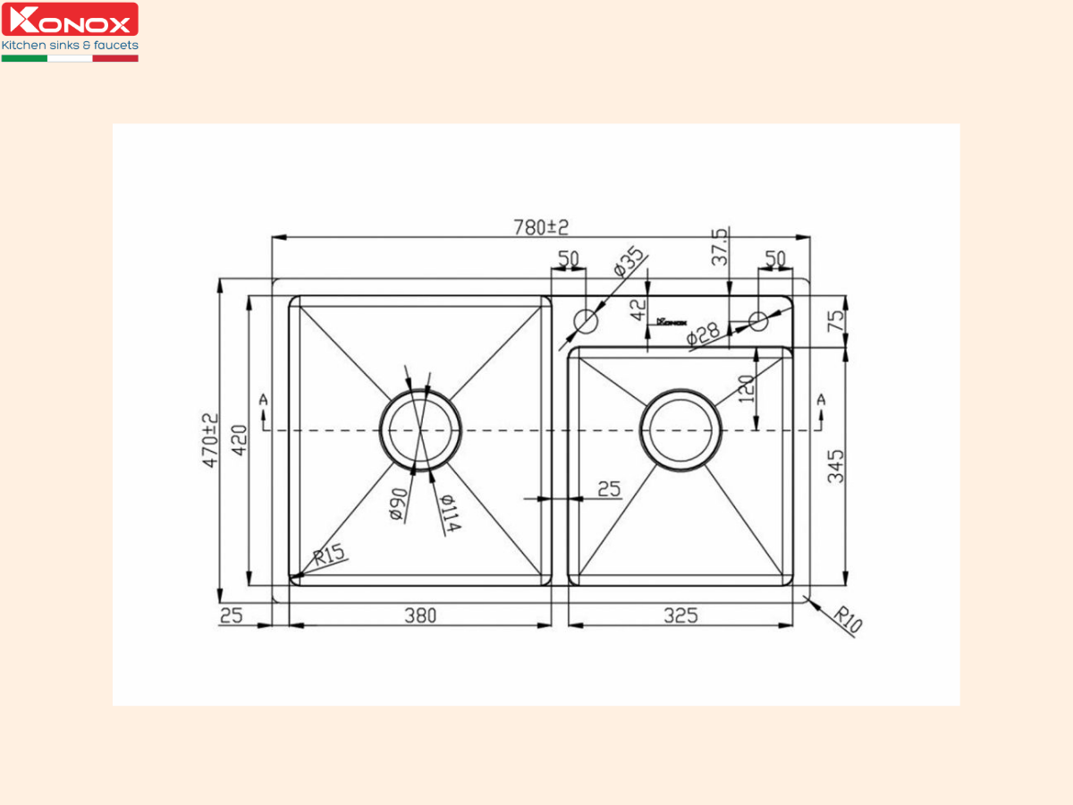 Chậu inox Konox KN7847DO